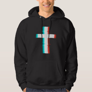 Veste À Capuche Cool Christian Cross Moderne Glitch Effet