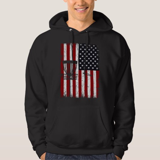 Veste À Capuche Cool Disc Golf Player Distressed USA American Flag (Devant)