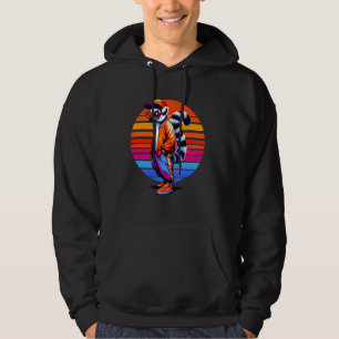 Veste À Capuche Cool Lemur Style urbain moderne Sunset Art rétro