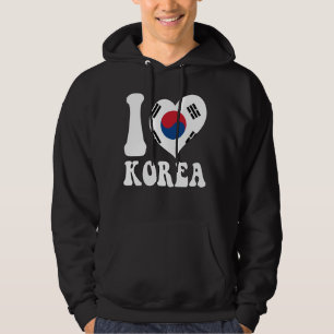 Veste À Capuche Corée Drapeau Graphique Coeur Tee I Love Corée Fiè