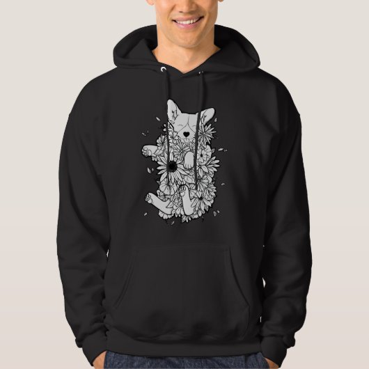 Veste À Capuche Corgi floral (Devant)