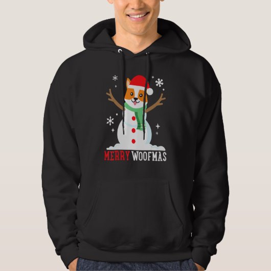 Veste À Capuche Corgi Snowman Funny mignon chien maman papa Noël (Devant)