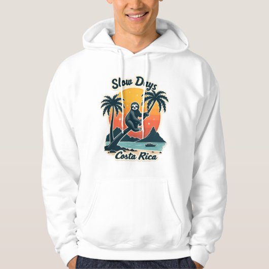 Veste À Capuche Costa Rica Sloth Vintage Sunset Travel Vector Shir (Devant)