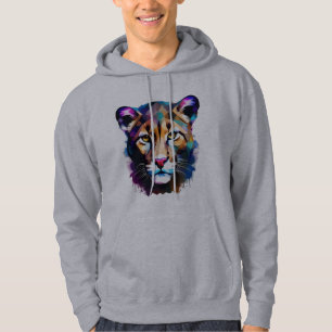 Veste À Capuche Cougar Color Splash Art Abstrait,