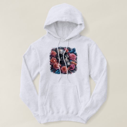 Veste À Capuche Crâne avec Roses et Bluebird (Design devant)