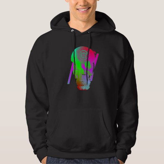 Veste À Capuche Crâne de Fantôme Numérique Glitch (Devant)