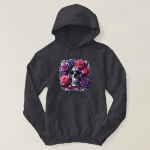 Veste À Capuche Crâne entouré de Roses dynamiques