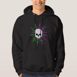 Veste À Capuche Crâne et toiles d'araignée (noir rose vert)
