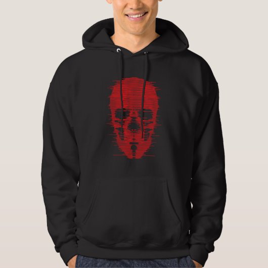 Veste À Capuche Crâne Rouge Art Glitch (Devant)