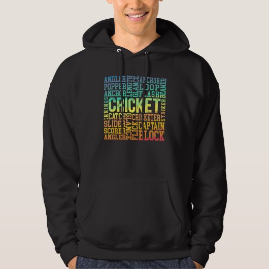 Veste À Capuche Cricketer Word Cloud Cricketer Bat and Ball Player (Devant)