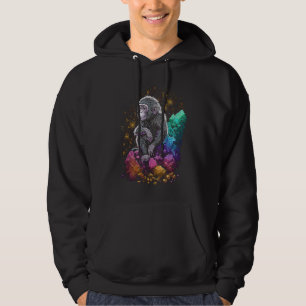Veste À Capuche Cristaux de singe ésotériques Illustration mignonn