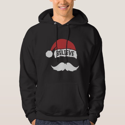 Veste À Capuche Croire Citation Santa Hat Mustache Famille Réunion (Devant)