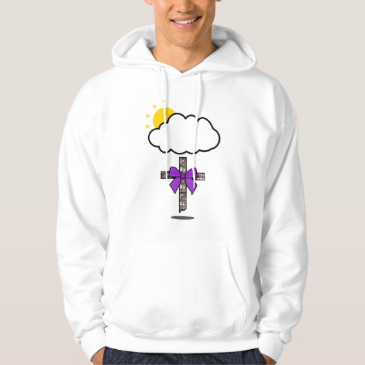 Veste À Capuche Croix d'inspiration chrétienne sous les nuages (Devant)