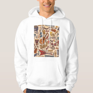 Veste À Capuche Croquis Musical : Colorful Vintage sans couture.