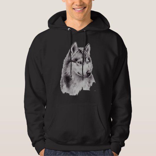 Veste À Capuche Croquis Sibérien Husky Long (Devant)