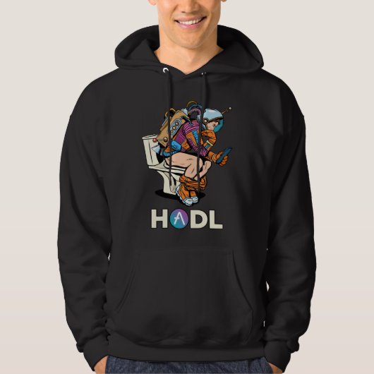Veste À Capuche Cryptocurrency Aave HODL Space Man On Toilet Merch (Devant)
