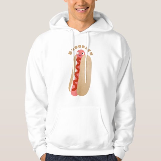 Veste À Capuche Curieux hot dog Weiner dessin animé (Devant)