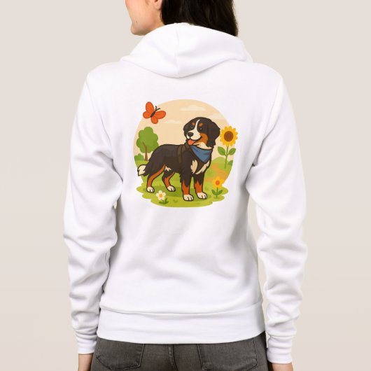 Veste À Capuche Cute Bernese Mountain Dog with Sunflower & Butterf (Dos)