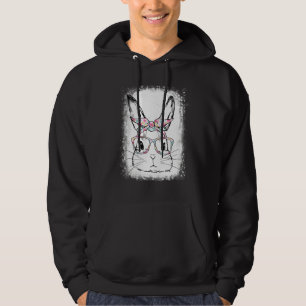 Veste À Capuche Cute Bunny Visage Floral Lunettes de tête Happy Es