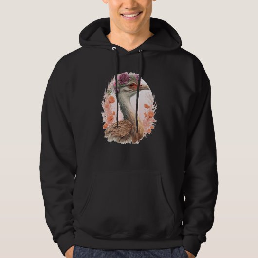Veste À Capuche Cute Bustard Bird Watching Flower Crown Floral Bir (Devant)