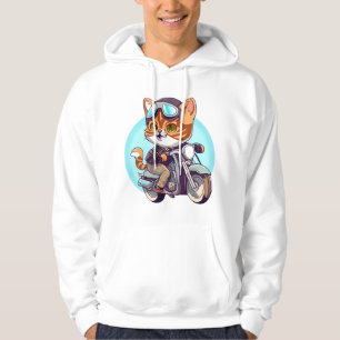 Veste À Capuche CUTE CAT chevauchant une motocyclette classique T-