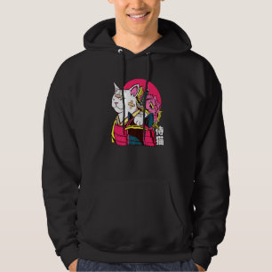 Veste À Capuche Cute chat animal Ninja Samurai Kanji japonais