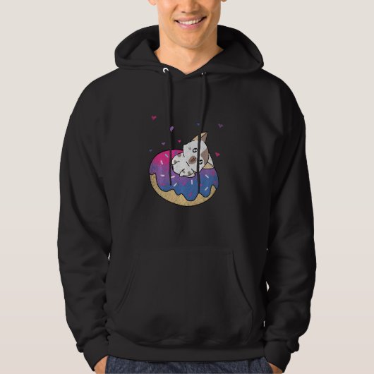 Veste À Capuche Cute Chat Animal Queer Bi Pride Bisexualité Donut (Devant)