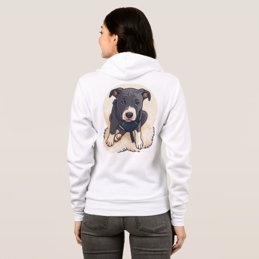 Veste À Capuche Cute Pitbull Puppy Dog Cartoon Design (Dos entier)
