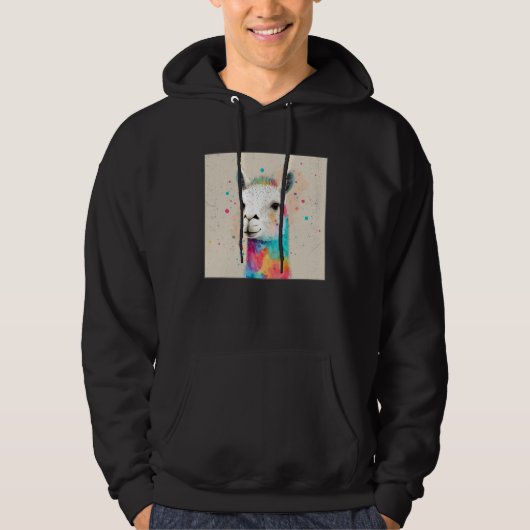 Veste À Capuche Cute Rainbow Llama Paint Splatter Illustration Col (Devant)
