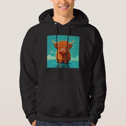 Veste À Capuche Cute Scottish Highland Cow Illustration Little Hor (Devant)