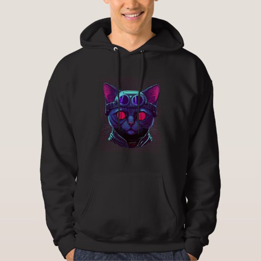 Veste À Capuche Cyberpunk Cat Kitty Cyber Punker (Devant)