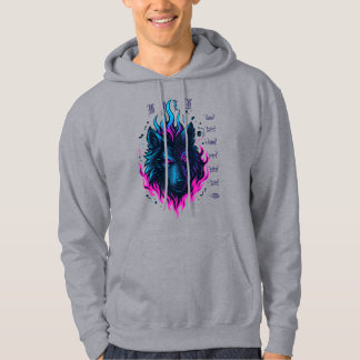 Veste À Capuche Cyberpunk Cyberpunk Inferno-Neon flamme de loup cy