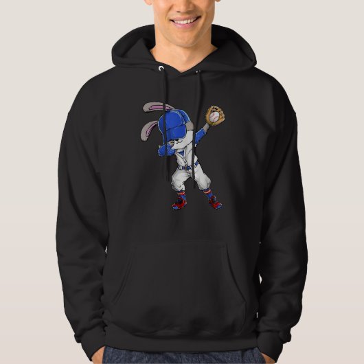 Veste À Capuche Dabbing Bunny Easter Day Baseball Catcher Happy Ea (Devant)