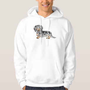 Veste À Capuche Dachshund à poil long et couleur arlequin noir et