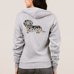 Veste À Capuche Dachshund à poil long et couleur bringée noir et f