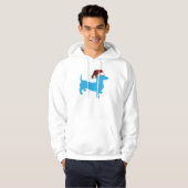 Veste À Capuche Dachshund bleu Noël (Devant entier)