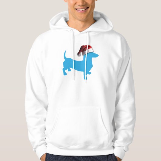 Veste À Capuche Dachshund bleu Noël (Devant)