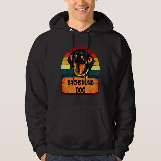 Veste À Capuche Dachshund Chien couleurs rétro (Devant)