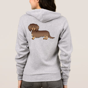 Veste À Capuche Dachshund de dessin animé au pelage chocolat et fa
