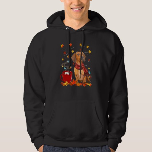 Veste À Capuche Dachshund Écharpe Chien Automne Chocolat (Devant)