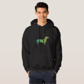 Veste À Capuche Dachshund Vert À Jaune (Devant entier)