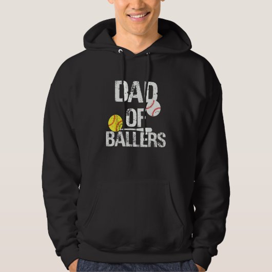 Veste À Capuche Dad of Ballers Dad of Baseball And Softball Player (Devant)