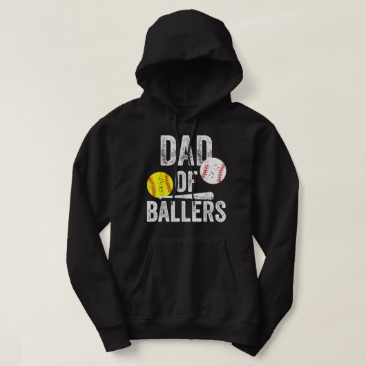 Veste À Capuche Dad of Ballers Funny Dad of Baseball and Softball (Design devant)
