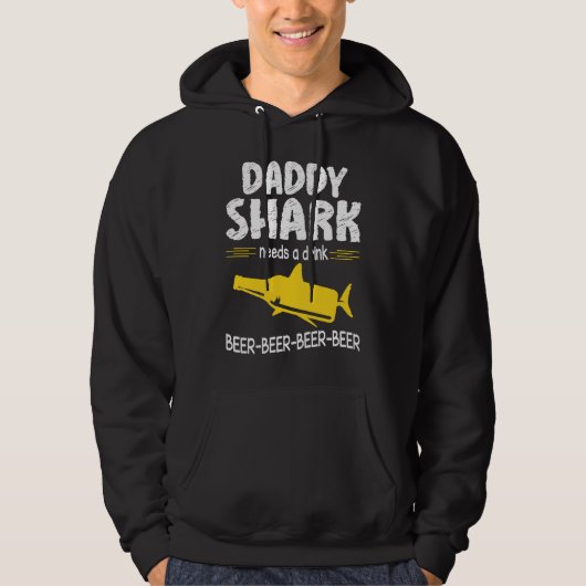 Veste À Capuche Daddy Shark Needs A Drink Beer Happy Father Day Da (Devant)