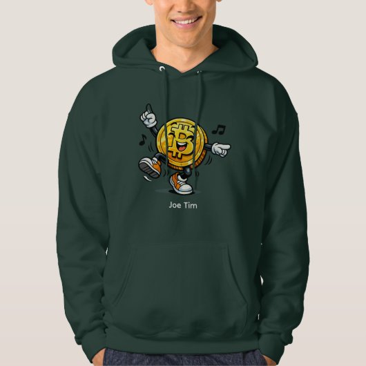 Veste À Capuche Dancing Bitcoin Cartoon Hoodie with Name (Devant)