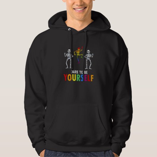 Veste À Capuche Dare To Be Yourself Awesome Skeleton Pride Designs (Devant)