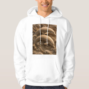 Veste À Capuche Dauphins en bois sculpté Vagues océaniques Graphiq