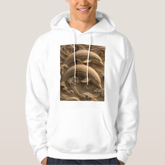 Veste À Capuche Dauphins en bois sculpté Vagues océaniques Graphiq