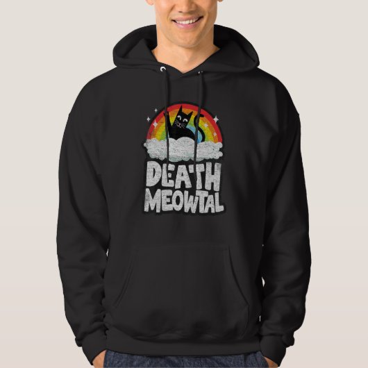 Veste À Capuche Death Meowtal Chat Arc-en-ciel Retro Enfants Goth  (Devant)