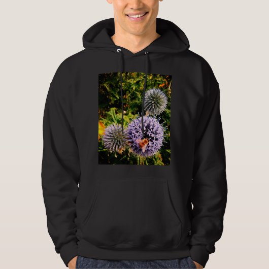 Veste À Capuche Déchets, sur fleurs bleues (Devant)
